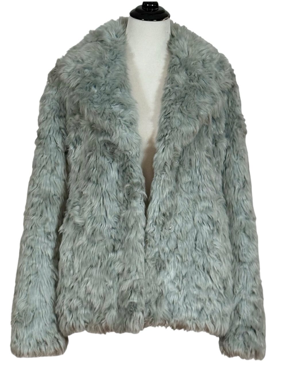 BCBGeneration Medium Gray Faux Fur Shaggy Plush Jacket Coat Glam Y2K